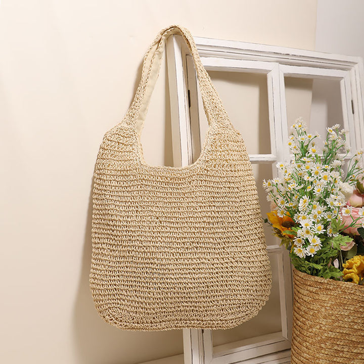 Spacious and Handcrafted Straw Tote Bag with Comfortable Shoulder Strap Kalsten