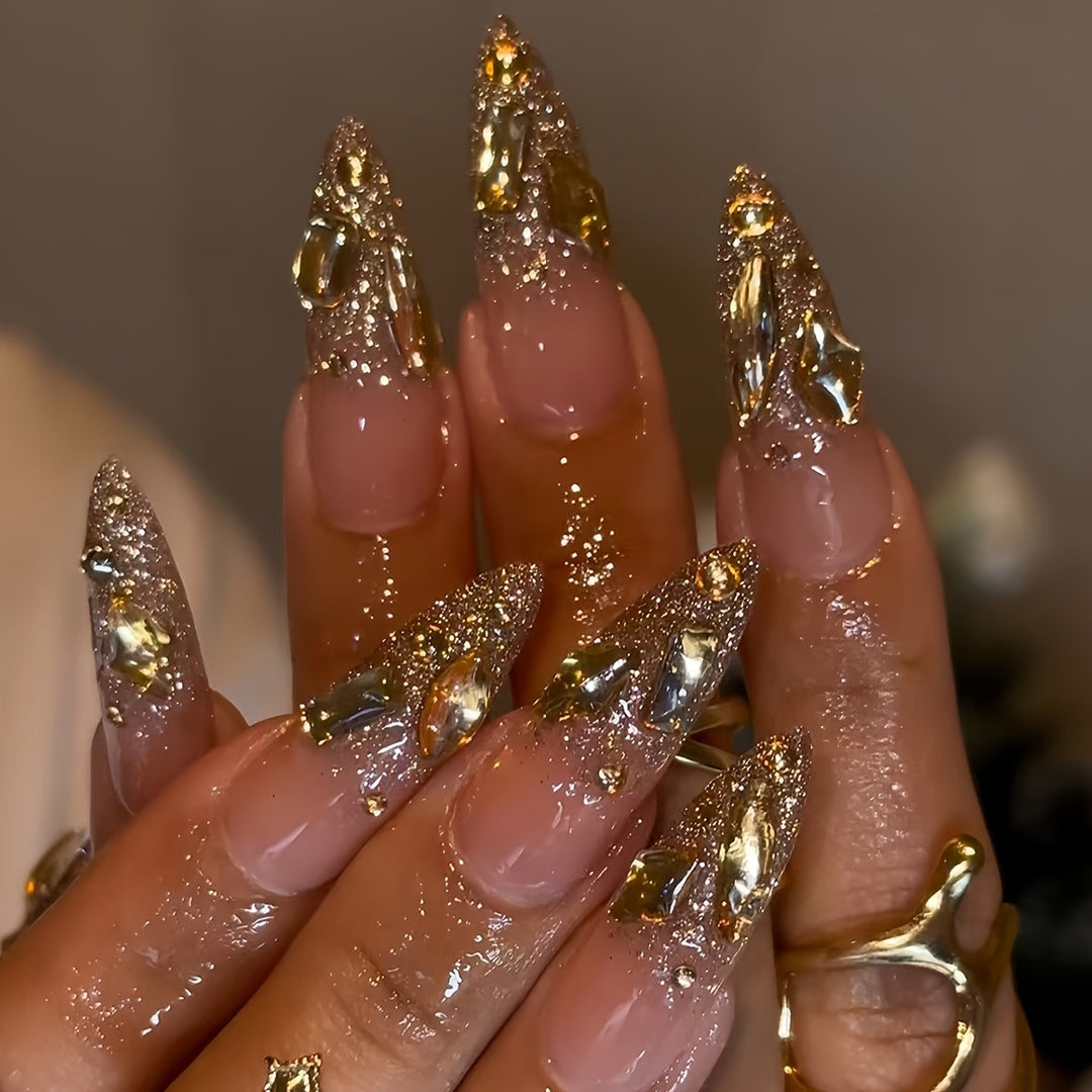 Glamorous Glittery Stiletto Nail Art Kalsten