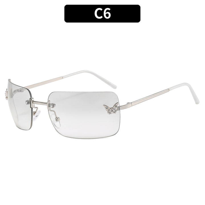 Butterfly-Accent Oversized Shield Sunglasses