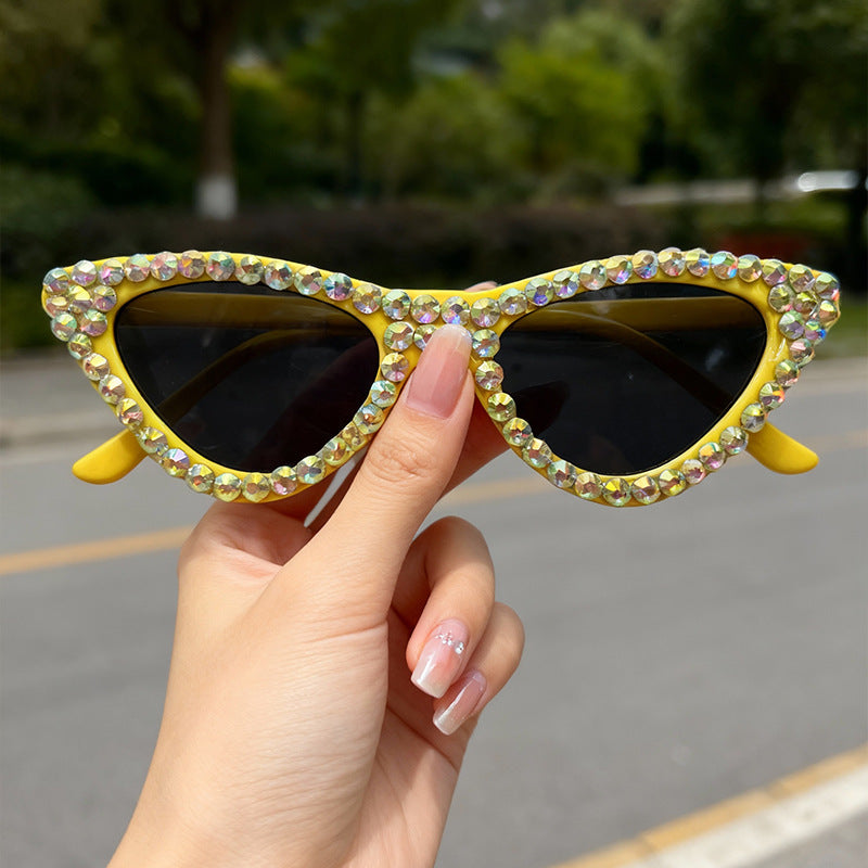 Glamorous Rhinestone-Accented Cat-Eye Sunglasses Kalsten