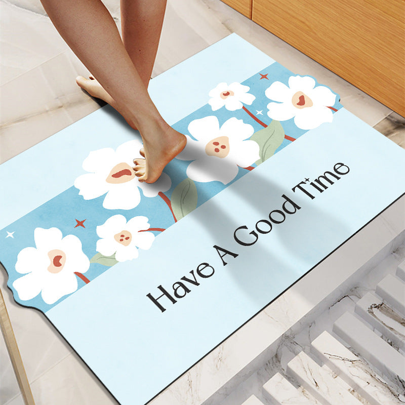 Cheerful Floral-Themed Welcome Mat