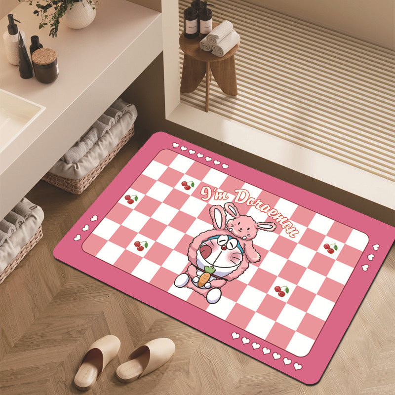Cartoon Dinosaur-Themed Bathroom Mat