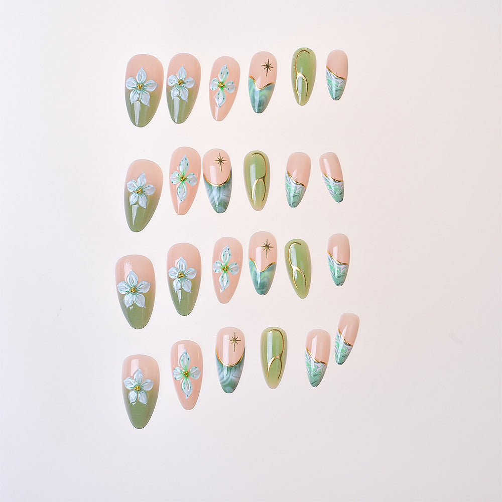 Elegant Floral-Detail Press-On Nails Kalsten