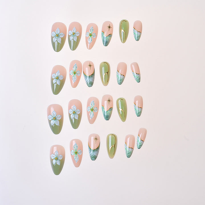 Elegant Floral-Detail Press-On Nails Kalsten