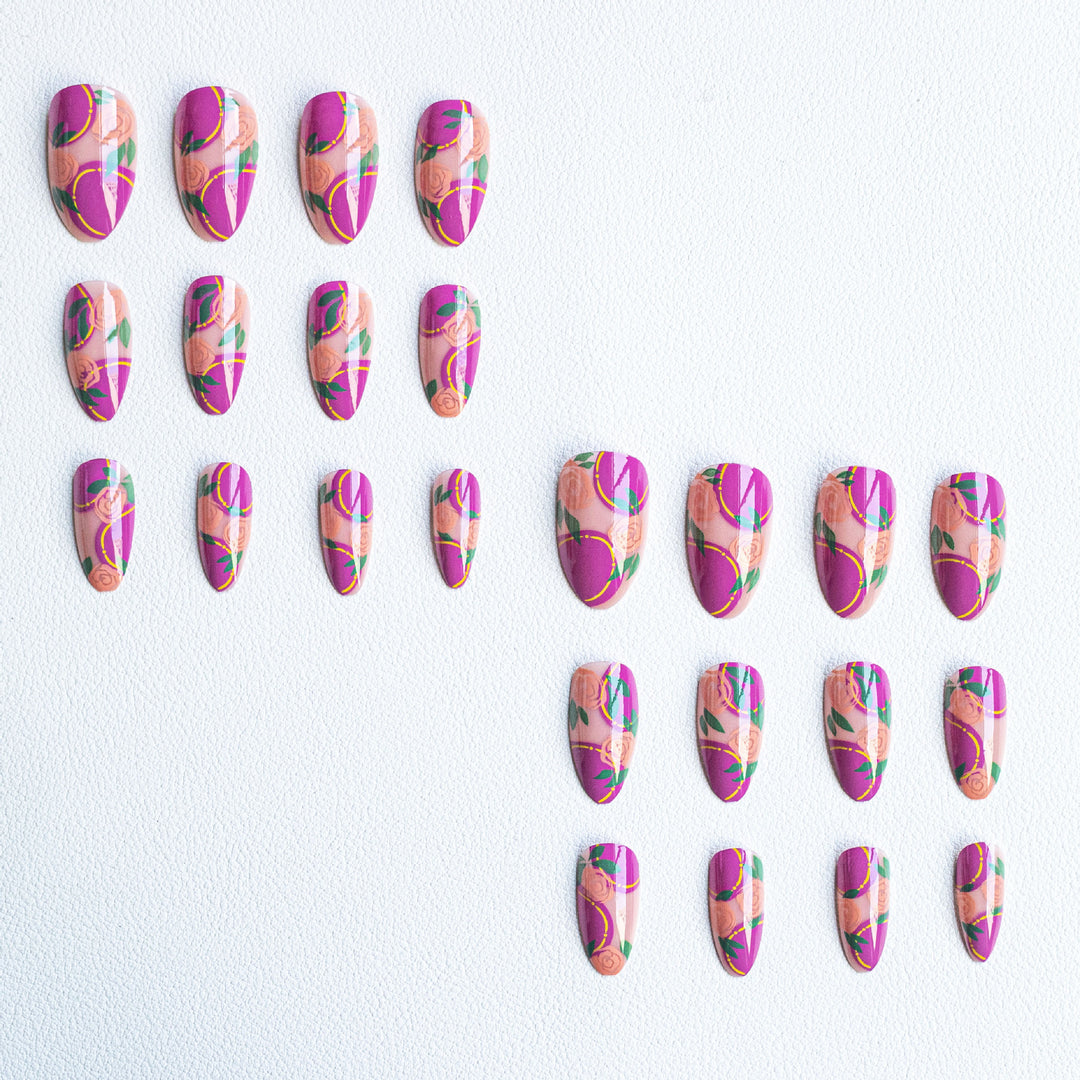 Floral Rose Acrylic Nail Art