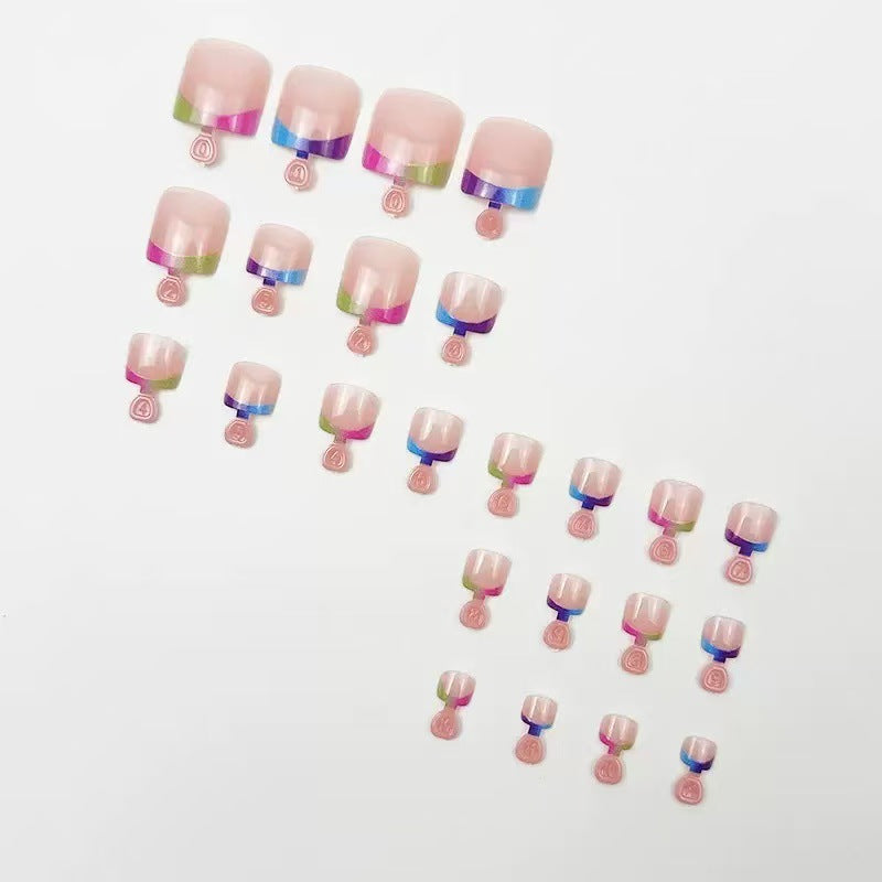 Artificial nail set with colorful gradient and trendy accents Kalsten