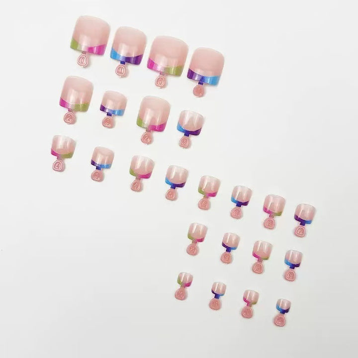 Artificial nail set with colorful gradient and trendy accents Kalsten