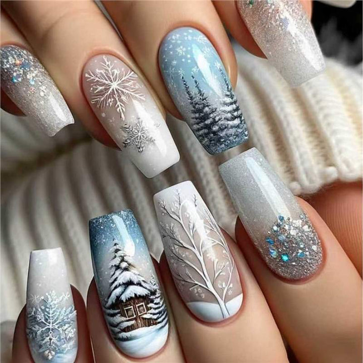 Festive Holiday-Themed Press-On Nail Art Set Kalsten