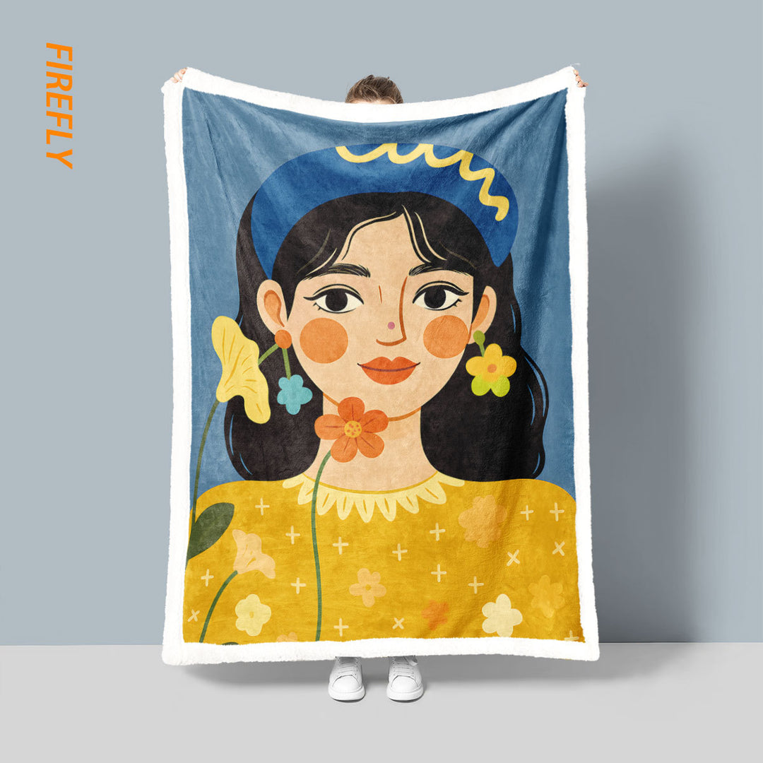 Artistic Floral-Printed Throw Blanket