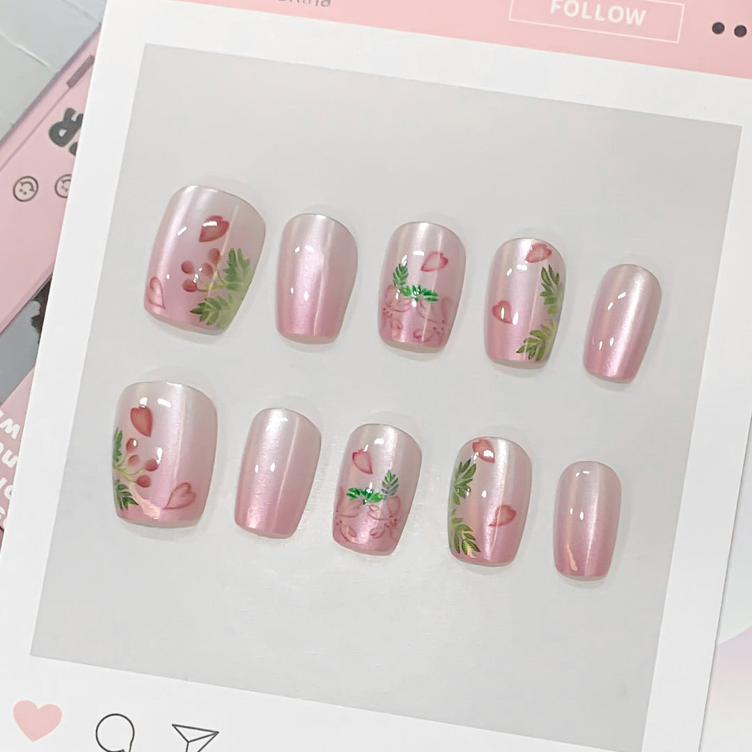 Artistic artificial nails with floral motifs Kalsten