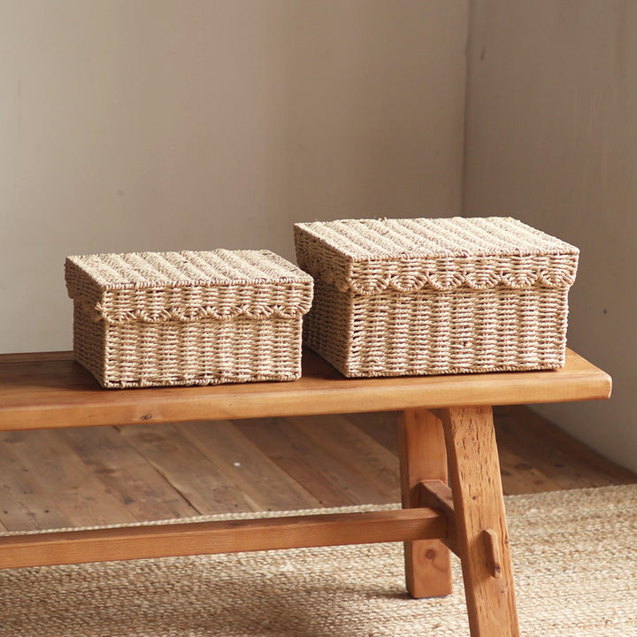 Storage basket with lid and reed design Kalsten