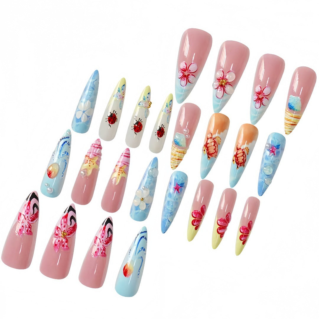 Artistic Marine-Inspired Press-On Nail Set Kalsten