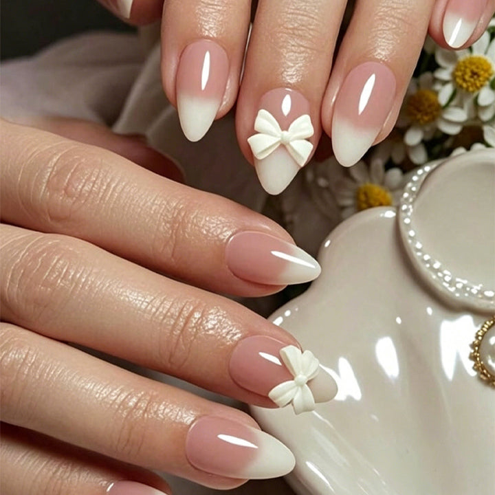 Elegant Floral Bow Press-On Nail Tips Kalsten