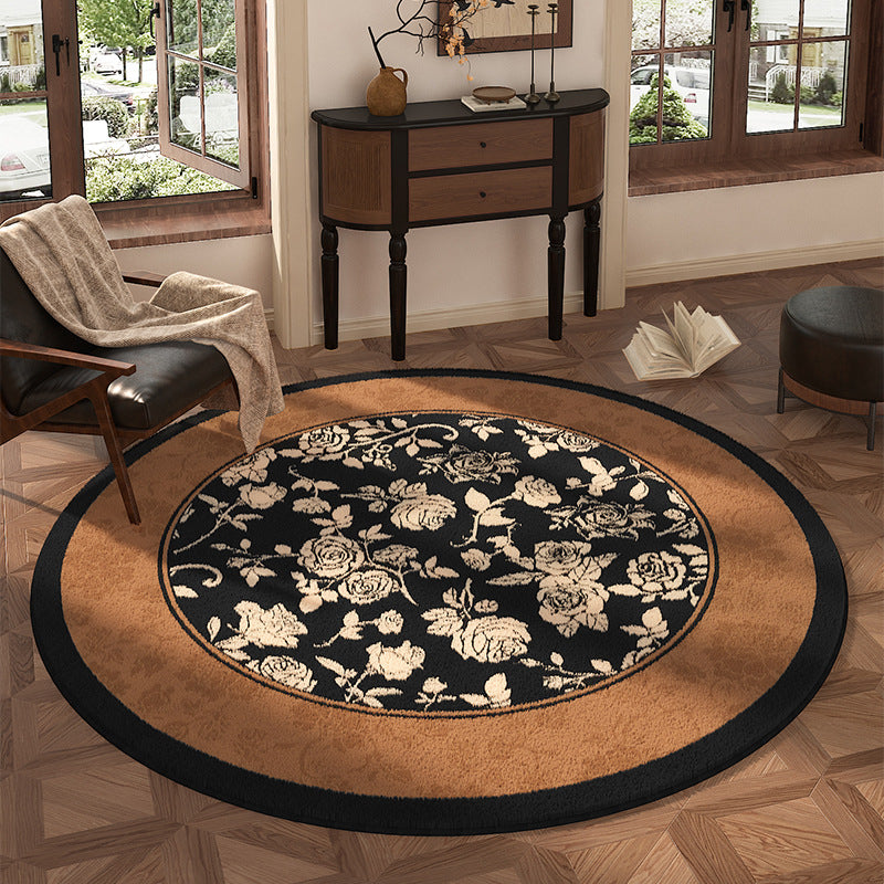 Round Floral Design Area Rug