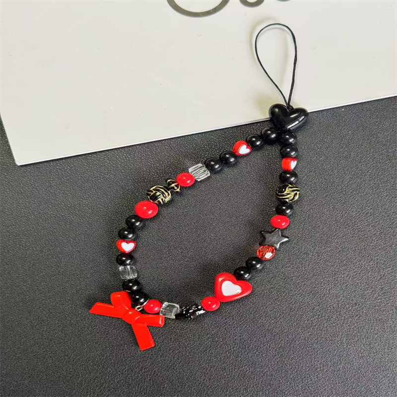 Decorative Beaded Heart Charm Keychain Kalsten