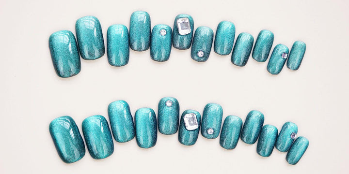 Glamorous Ombre Press-On Nail Set with Rhinestone Accents
