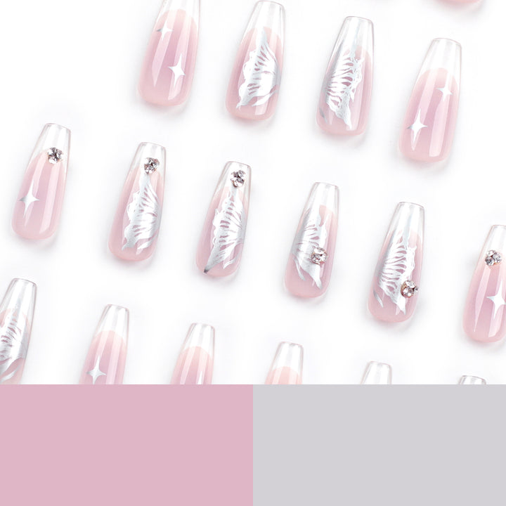 Elegant artificial nails with floral designs and glitter accents Kalsten