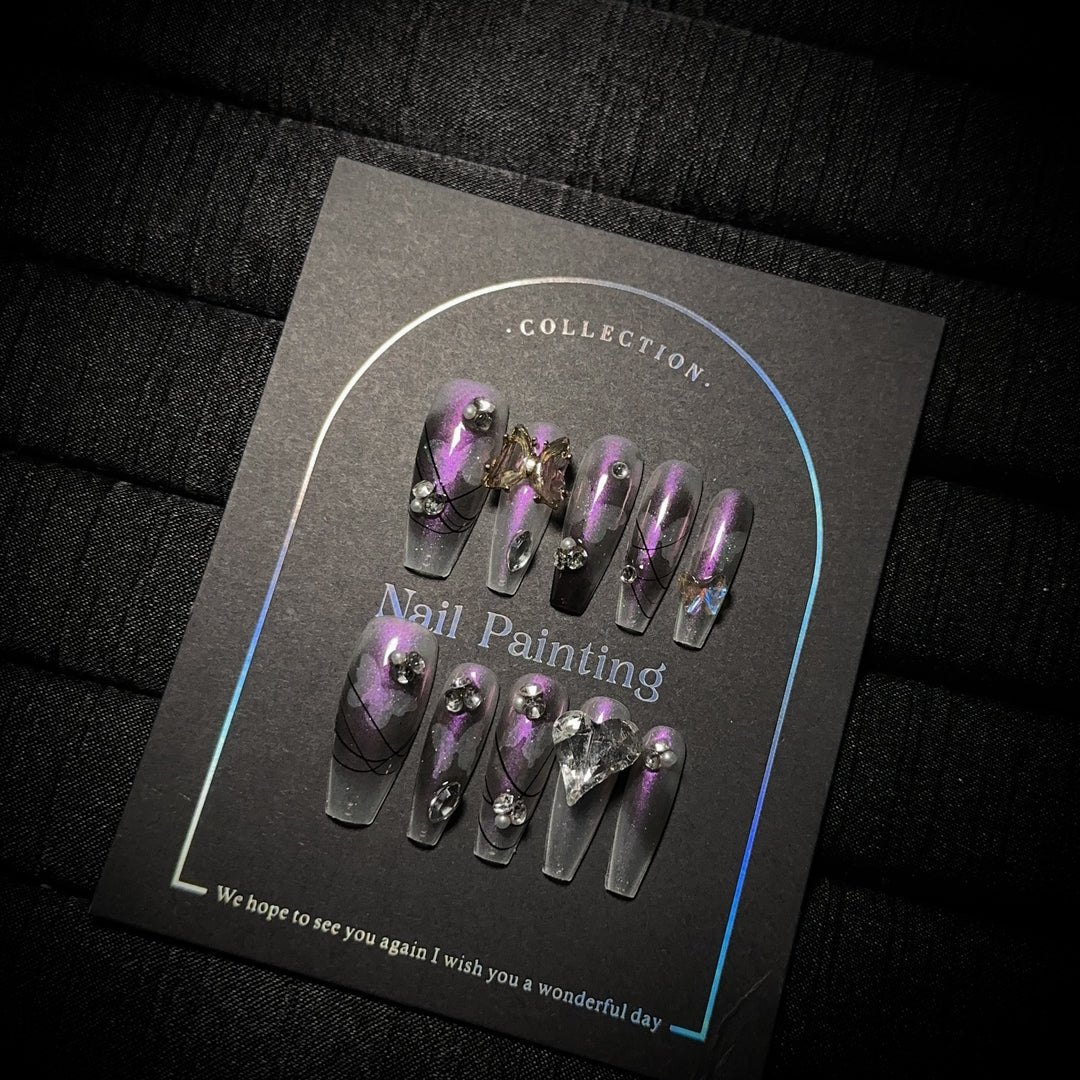 Artistic 3D Gemstone Press-On Nails