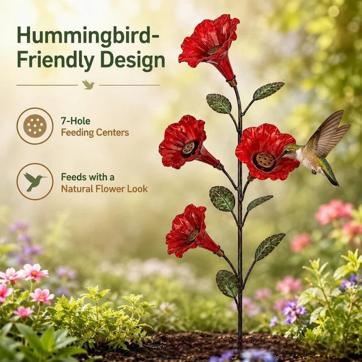Stabiles garden decor bundle with flowers and hummingbird Kalsten