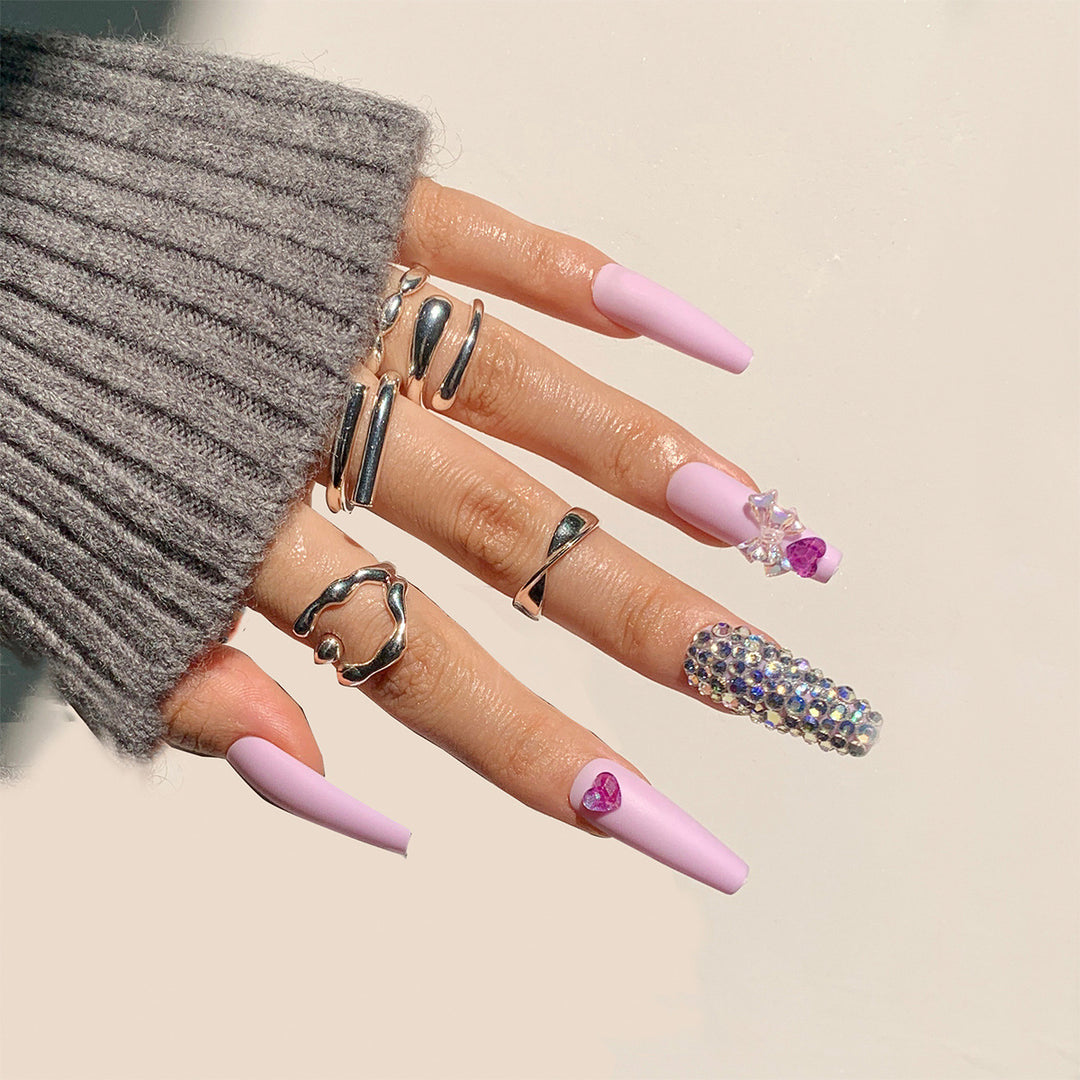 Artistic Stiletto Nails with Glitter and Flower Decorations Kalsten