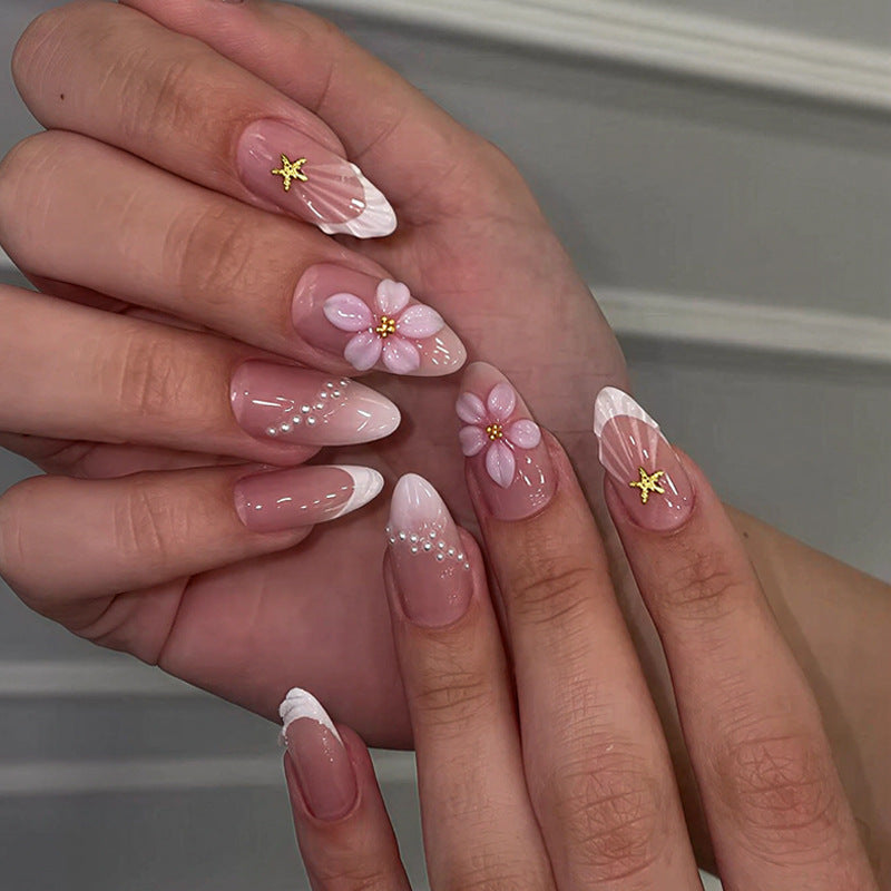Artifical nail set with delicate flower and decorative elements Kalsten