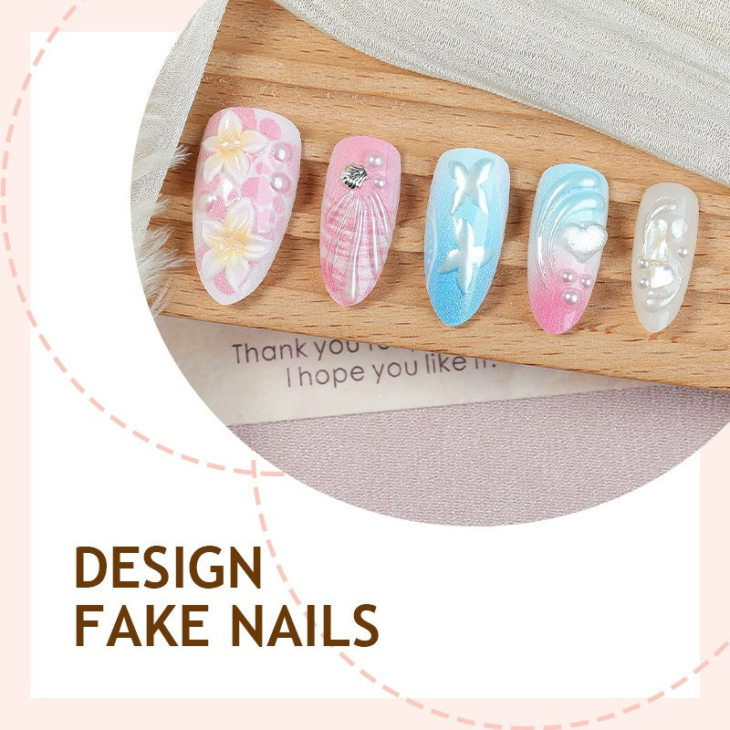 Artificial nail set with creative floral and glittering accents Kalsten
