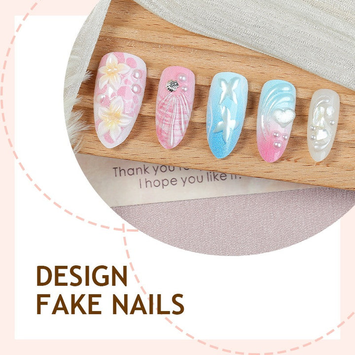 Artificial nail set with creative floral and glittering accents Kalsten