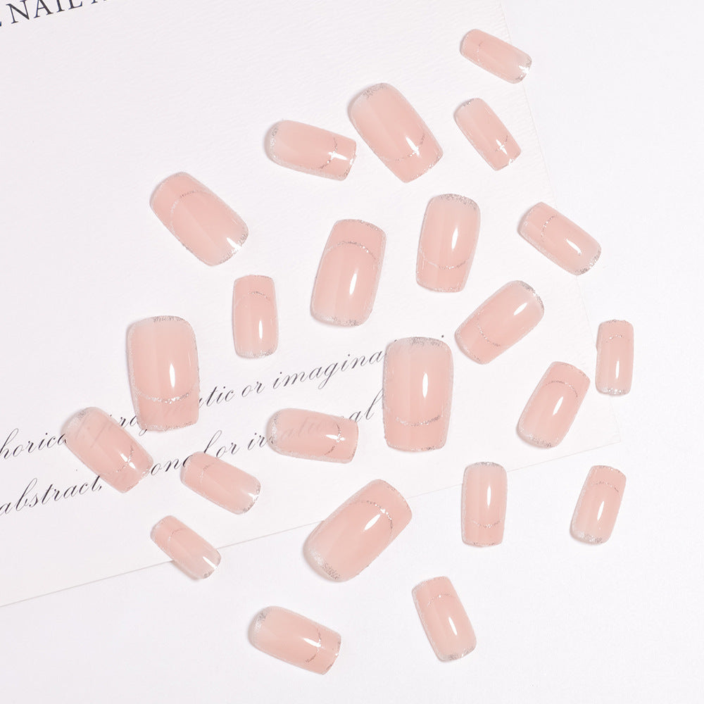 Glittering French Tip Press-On Nails Kalsten
