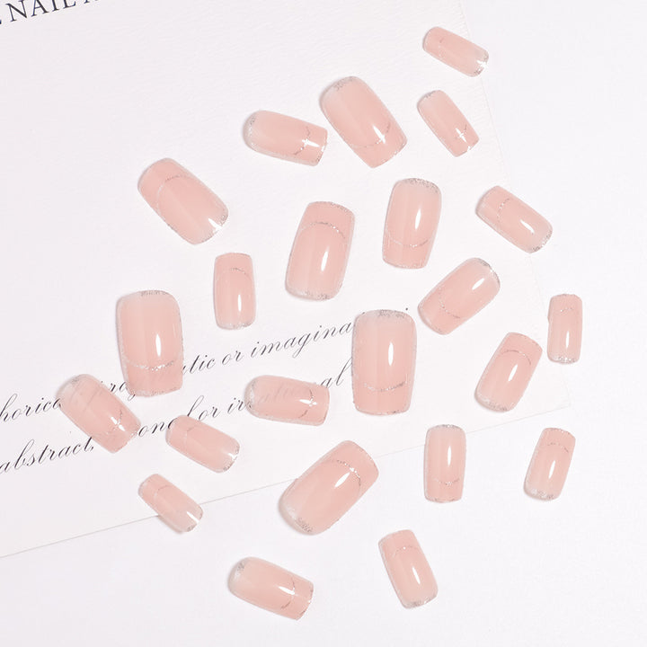 Glittering French Tip Press-On Nails Kalsten