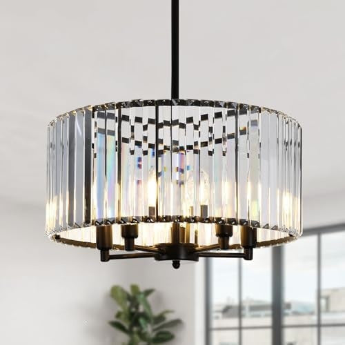 Crystal-Ribbed Modern Pendant Light