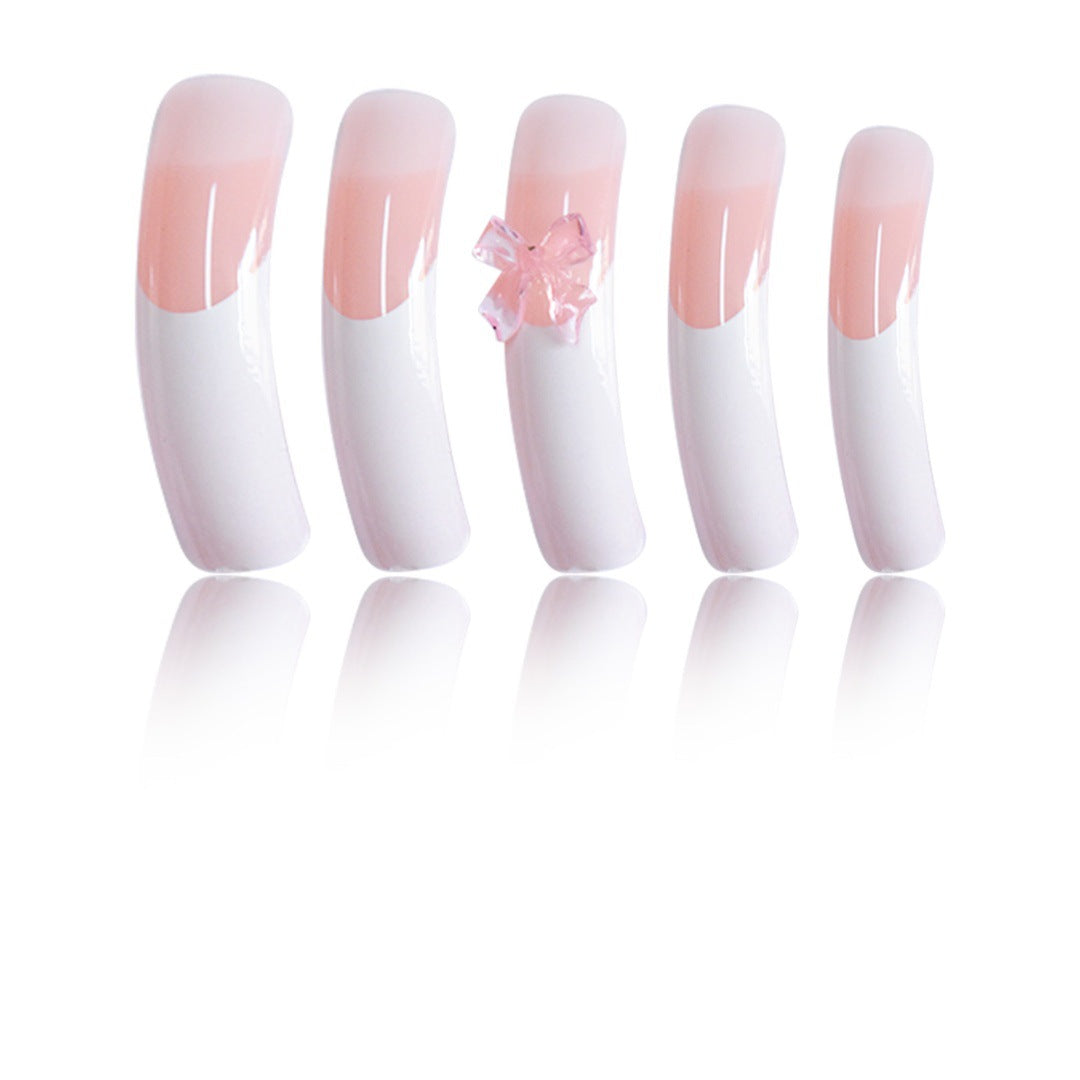 Stylish Acrylic Press-On Nail Extensions with Decorative Bow Kalsten