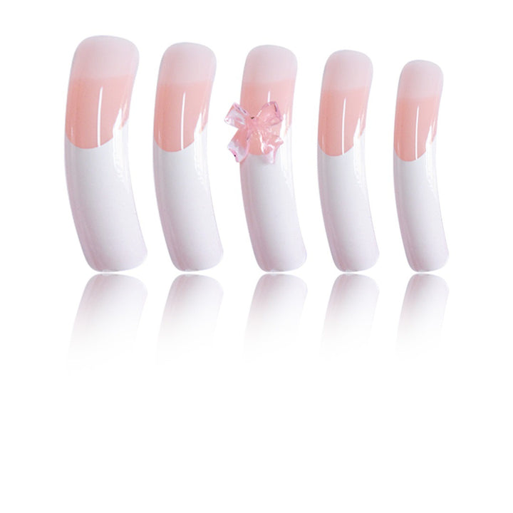 Stylish Acrylic Press-On Nail Extensions with Decorative Bow Kalsten