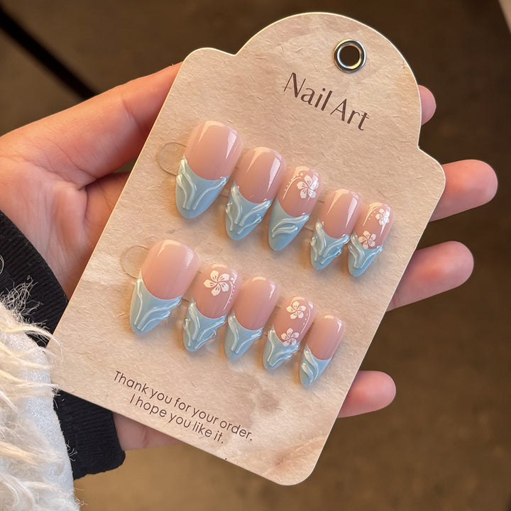 Elegant Floral-Themed Press-On Nail Art Set Kalsten