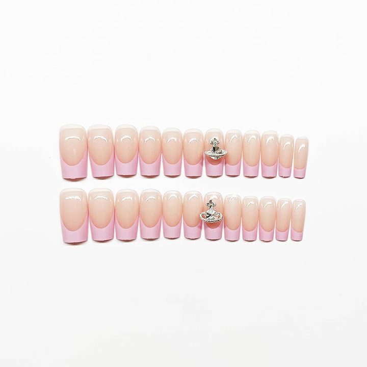 Acrylic nail set with luxurious floral and rhinestone decorations Kalsten