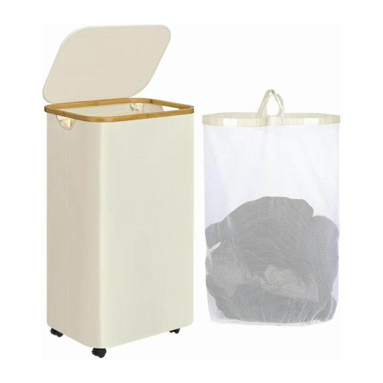 Elegant laundry container with practical lid and carrying system Kalsten