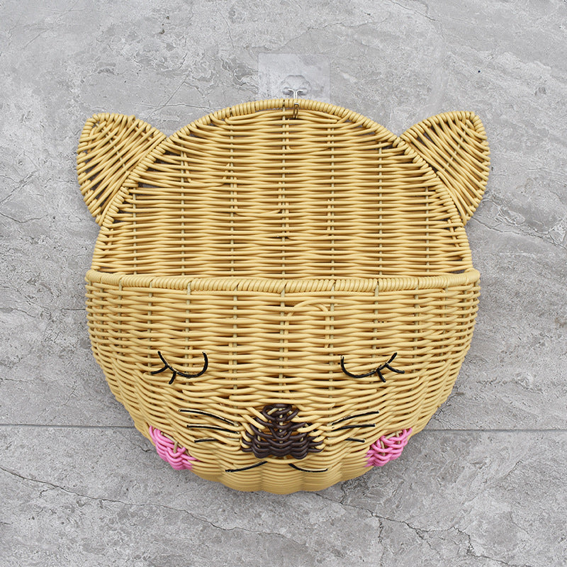 Cute Cat-Shaped Woven Storage Basket Kalsten