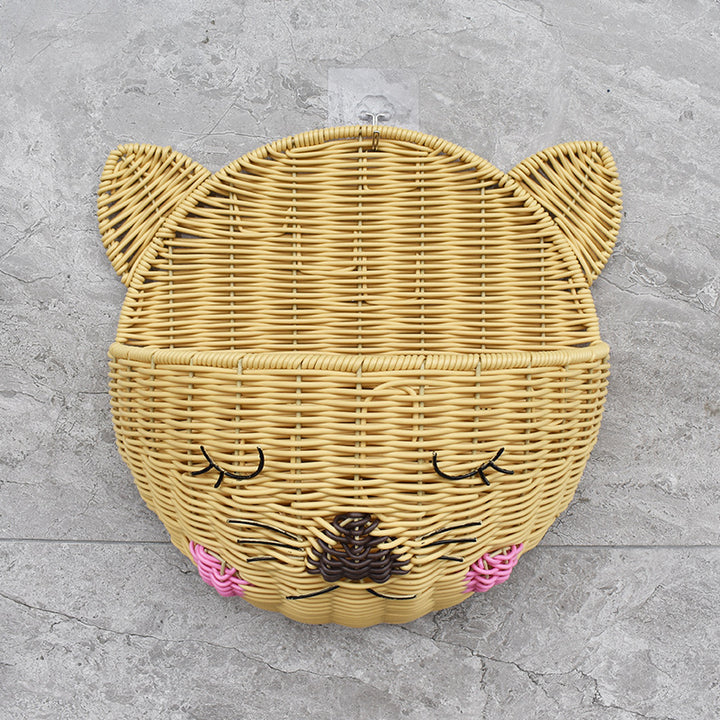 Cute Cat-Shaped Woven Storage Basket Kalsten