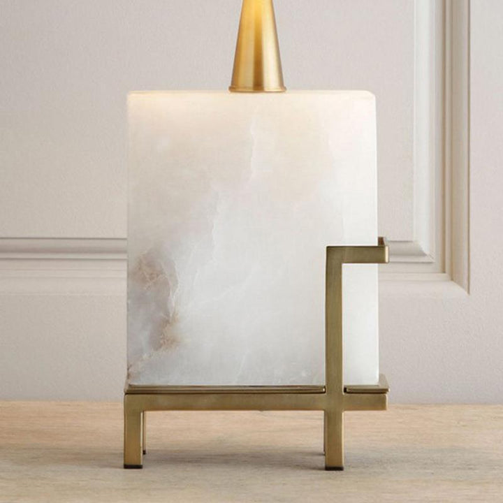 Luxurious Alabaster Table Lamp with Brass Base