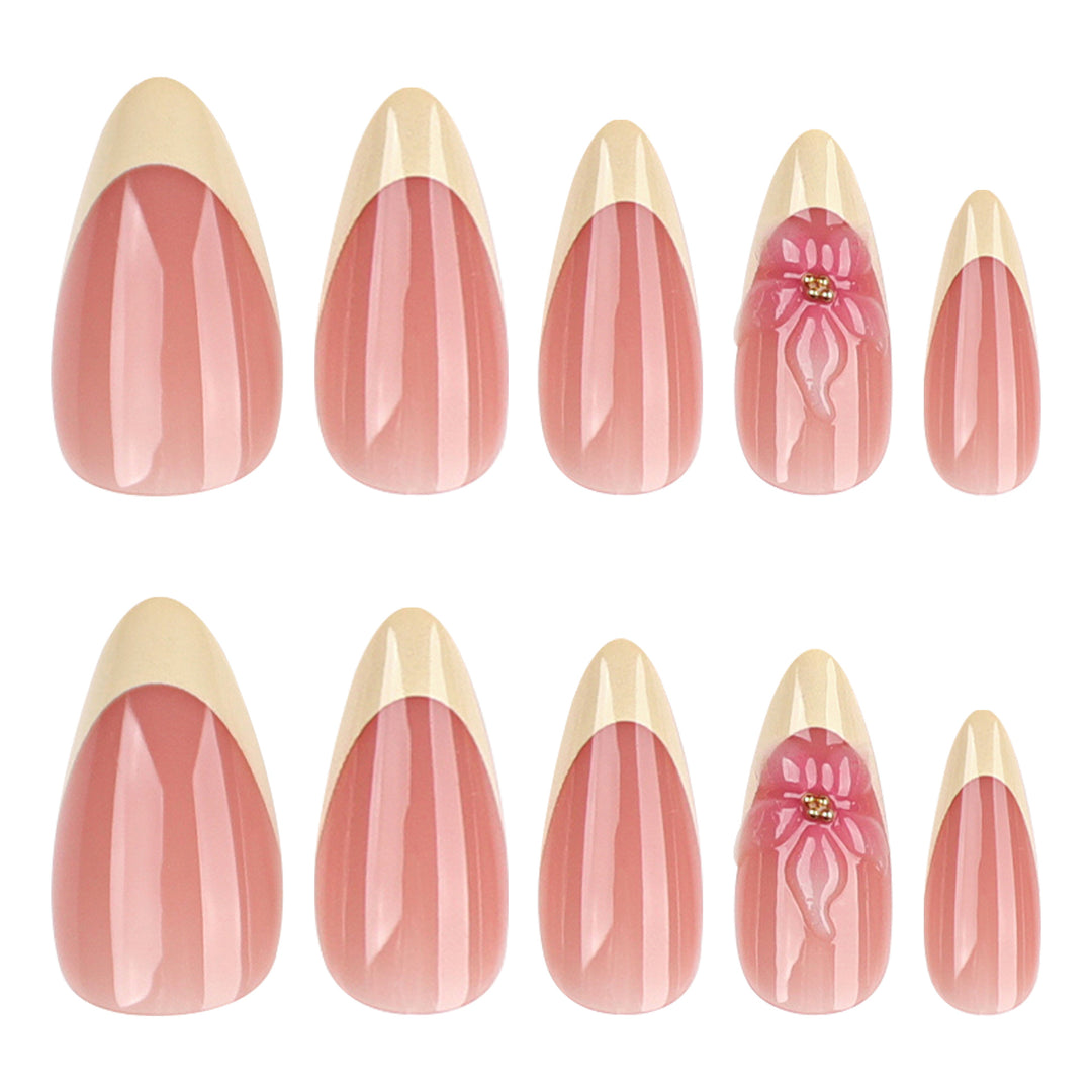 Artful stiletto nails with elegant flower accent Kalsten