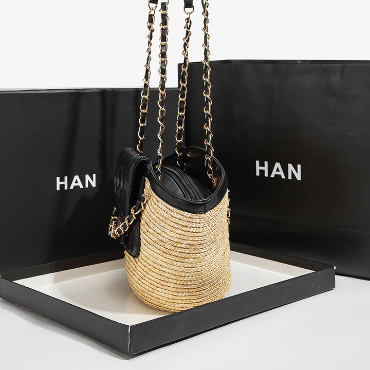 Chic Quilted Straw Handbag