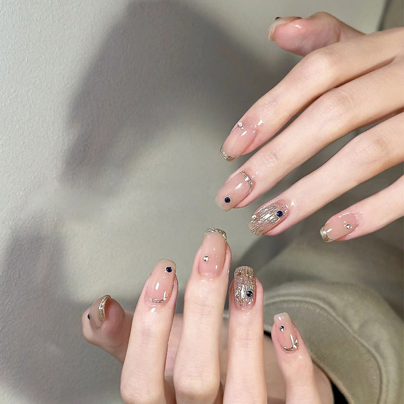 Elegant Press-On Nail Art Set with Glitter and Charming Accents Kalsten