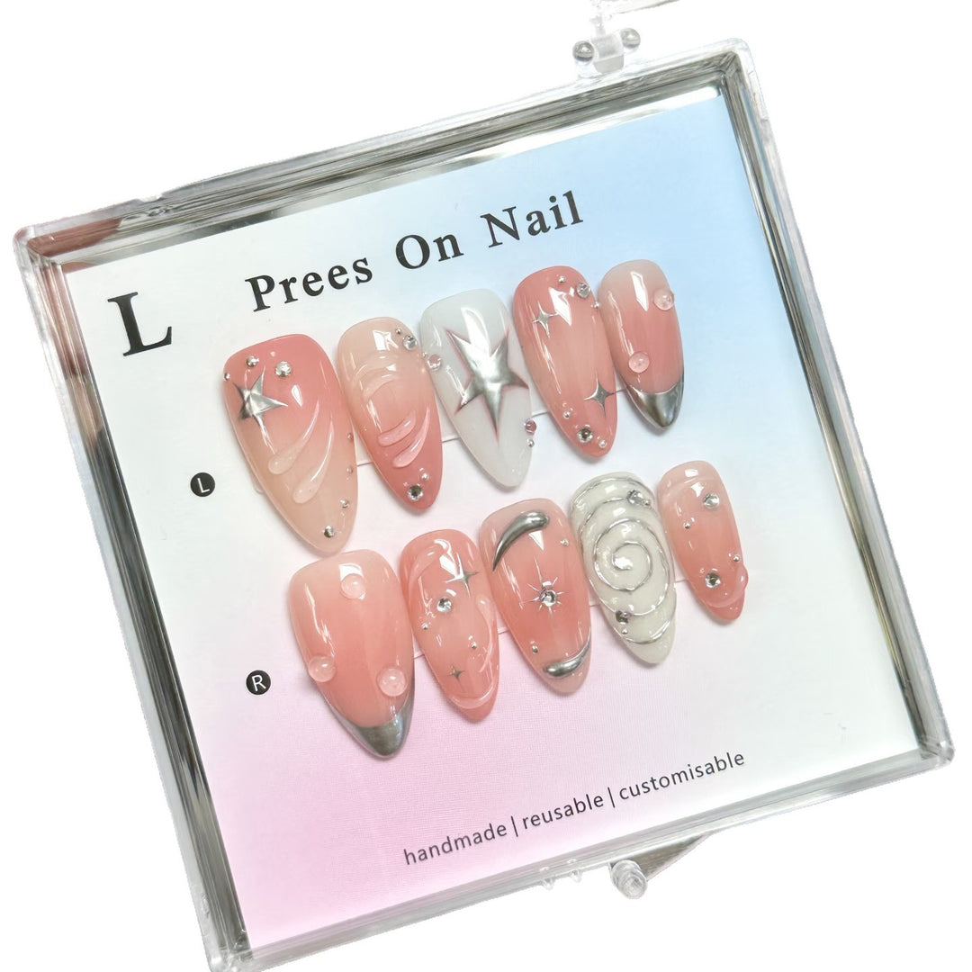 Artistic Press-On Nail Set with Customizable Design