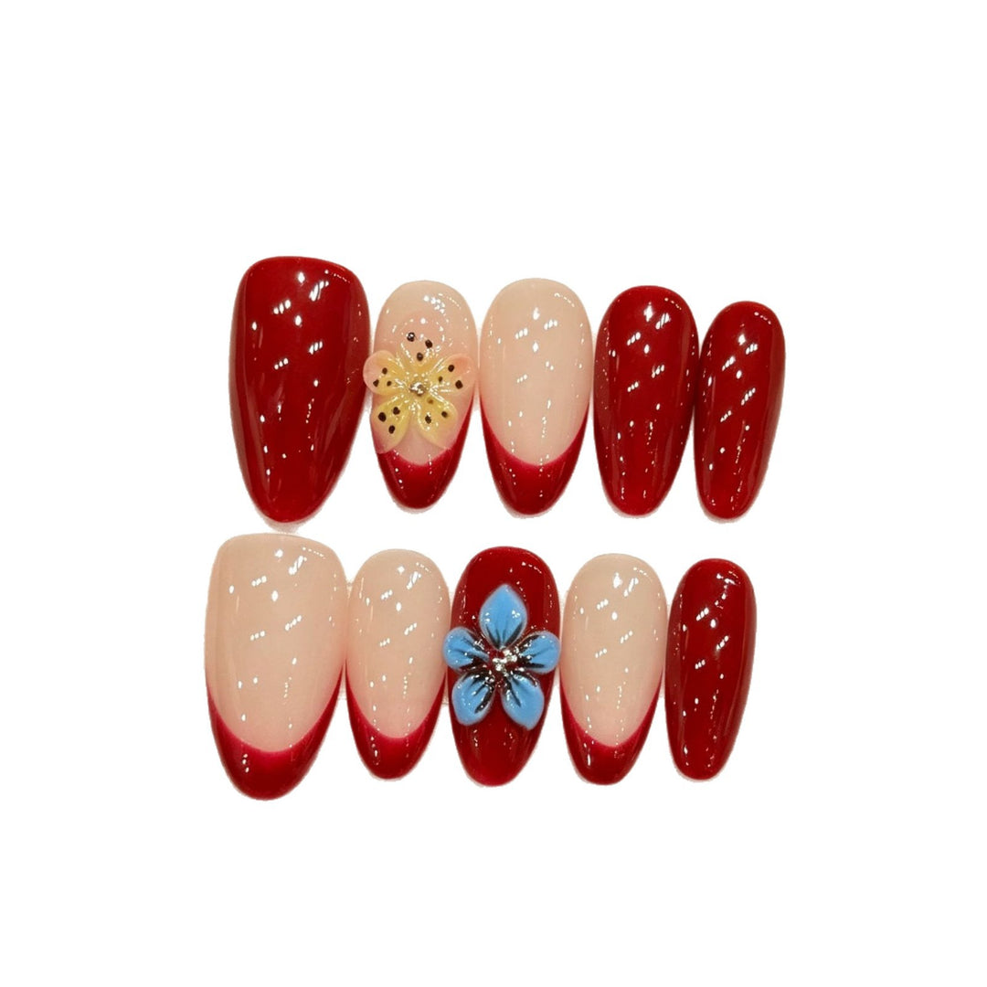 Artistic Floral-Accent Press-On Nail Set