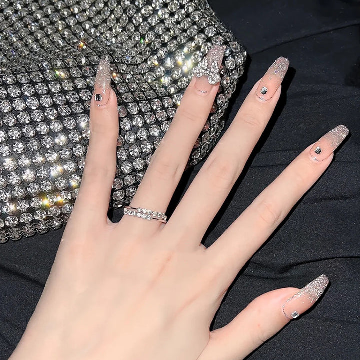 Glamorous Rhinestone-Embellished Press-On Nails