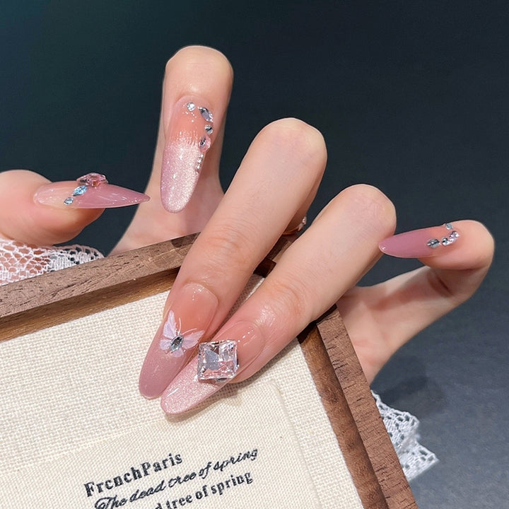 Elegant Crystal-Embellished Press-On Nails Kalsten