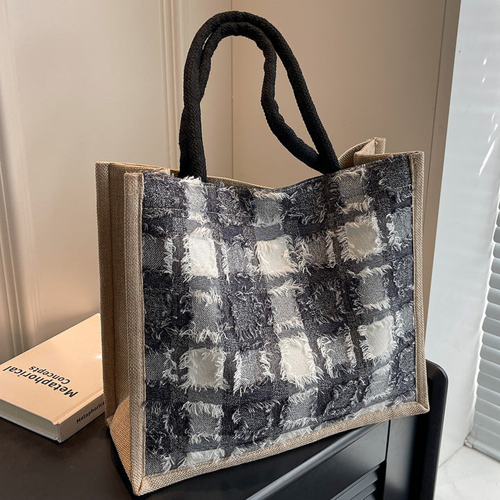 Casual Tartan Pattern Tote