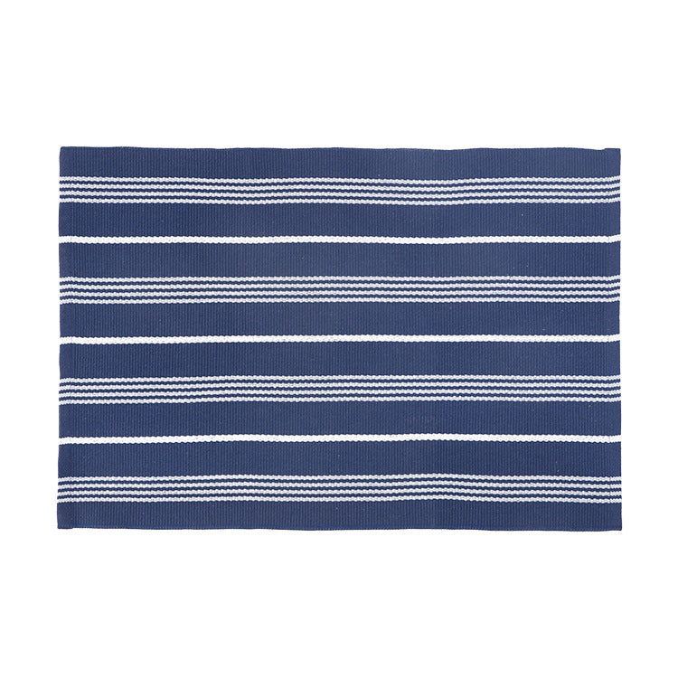 Modern flat-weave area rug with contrasting stripes and non-slip underside Kalsten