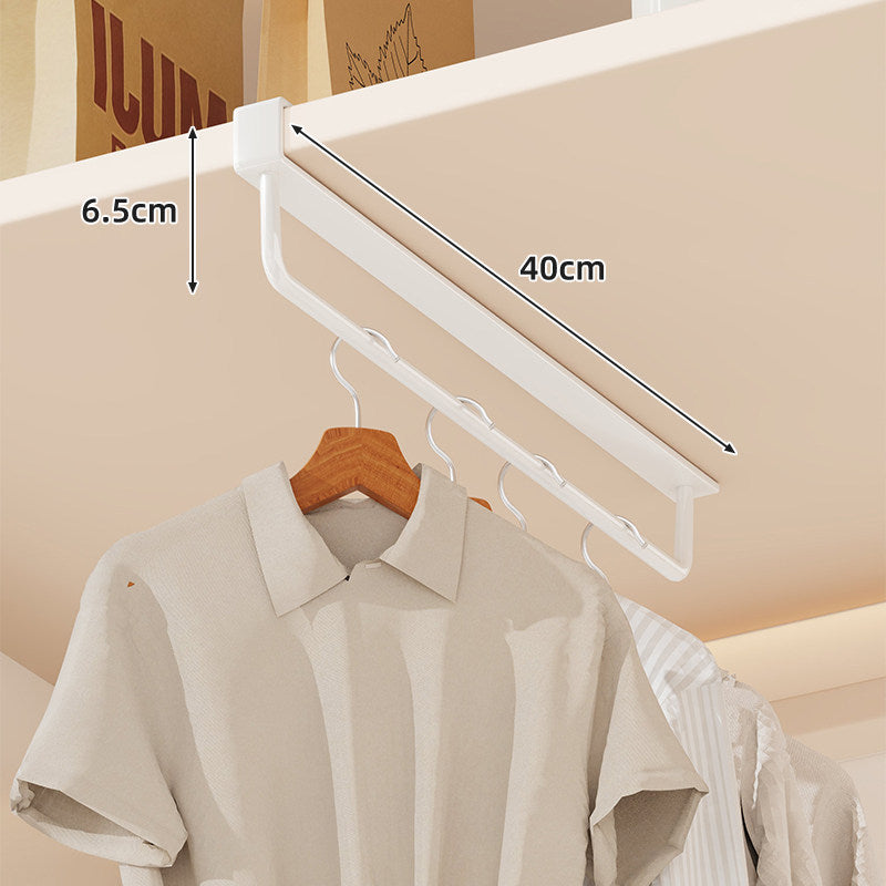 Under-Shelf Slide-Out Multi-Hook Garment Hanging Rail