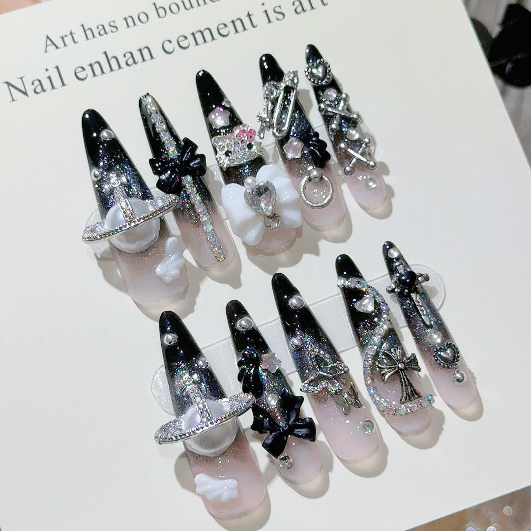 Gothic-Inspired Decorative Press-On Nail Set