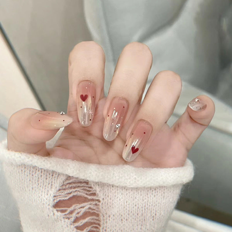 Elegant Press-On Nail Design with Rhinestone Accents Kalsten
